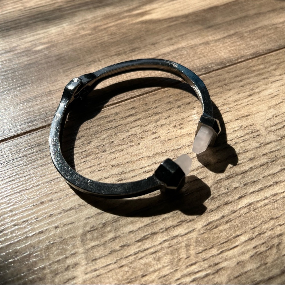 Unbranded Rose Quartz Dark Platinum Style Cuff Bracelet